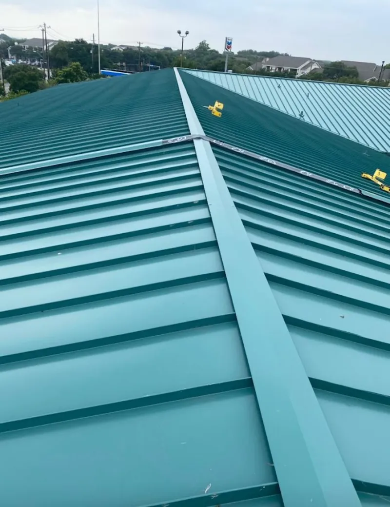 Green commercial metal roof ridge and valley for Metal Roof Repair in Penn